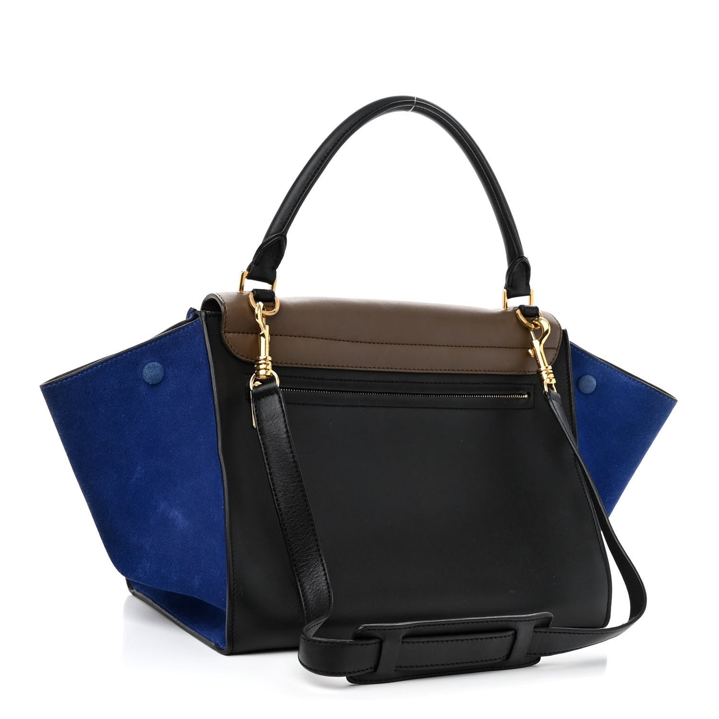 Calfskin and Suede Large Trapeze Tri-Color Cobalt