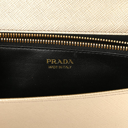 Prada Metallic Saffiano Lux Chain Wallet Pirite 6 of 9