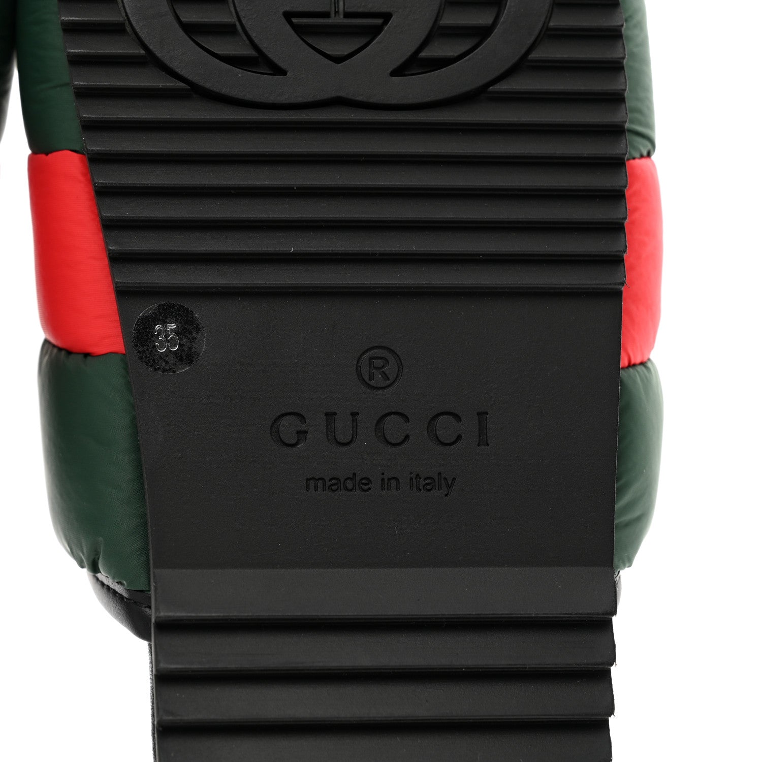 Gucci Nylon Web Womens Slide Sandals 35 Black Green Red 5 of 9