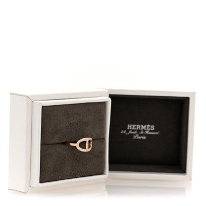 Hermes 18K Rose Gold Diamond MM Chaine d'Ancre Contour Ring 56 7.5 5 of 5