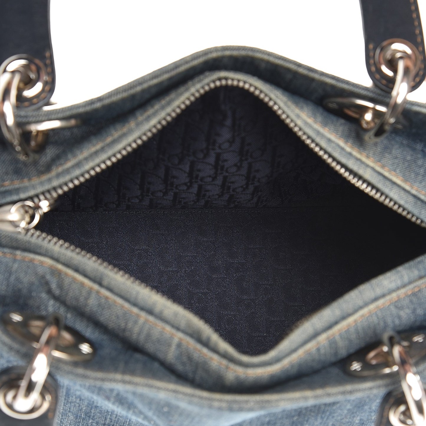 Denim Crystal Medium Lady Dior Blue