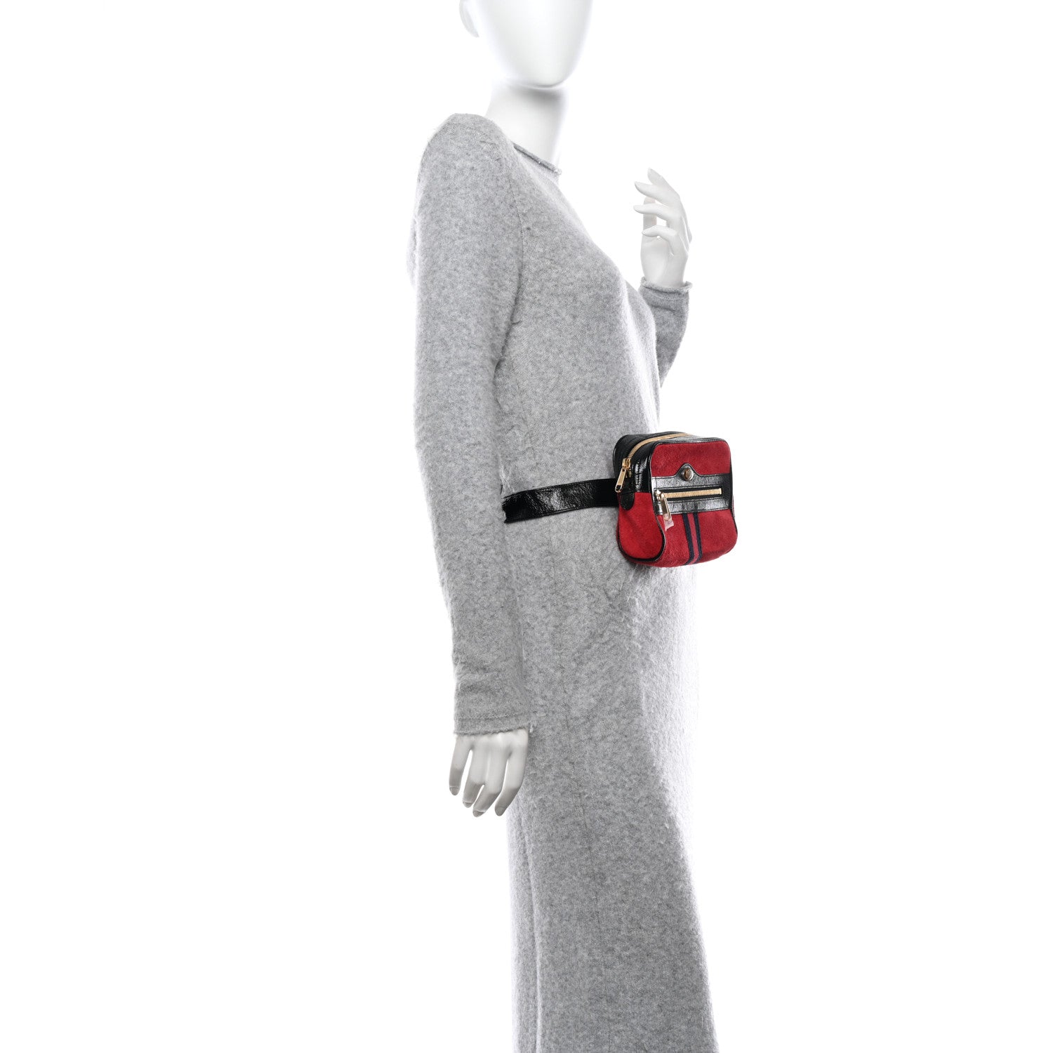 Gucci Suede Small Ophidia Belt Bag 85 34 Hibiscus Red 2 of 11