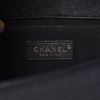 Chanel Caviar Chevron Quilted Medium Boy Flap Black 8 of 11