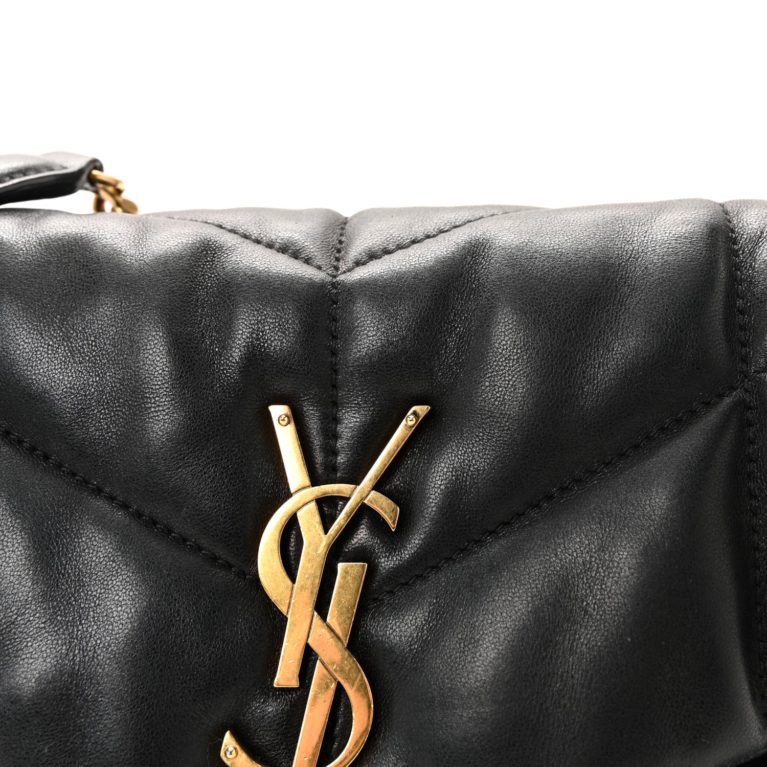 Saint Laurent Lambskin Quilted Small Loulou Puffer Monogram Chain Satchel Black 12 of 17