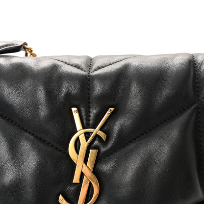 Saint Laurent Lambskin Quilted Small Loulou Puffer Monogram Chain Satchel Black 12 of 17