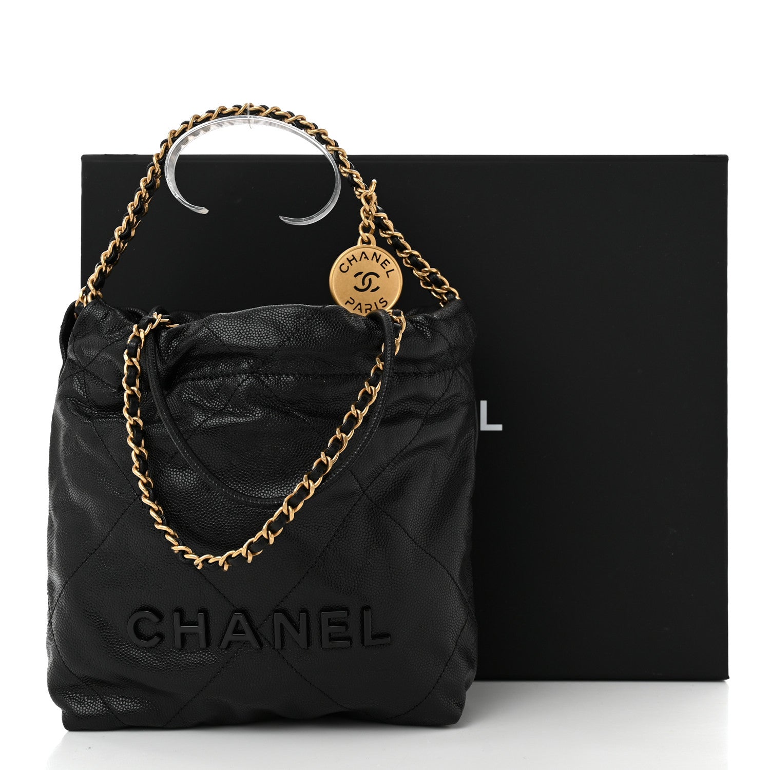 Chanel Shiny Caviar Quilted Monochrome Mini Chanel 22 Black 11 of 11