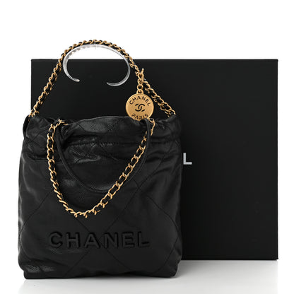 Chanel Shiny Caviar Quilted Monochrome Mini Chanel 22 Black 11 of 11