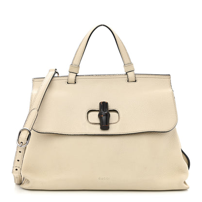Gucci Cellarius Calfskin Medium Bamboo Daily Top Handle Bag Mystic White 1 of 14