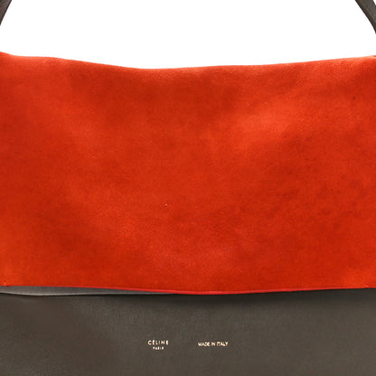 Celine Calfskin Suede All Soft Shoulder Bag Bright Orange Cement Olive 9 of 11