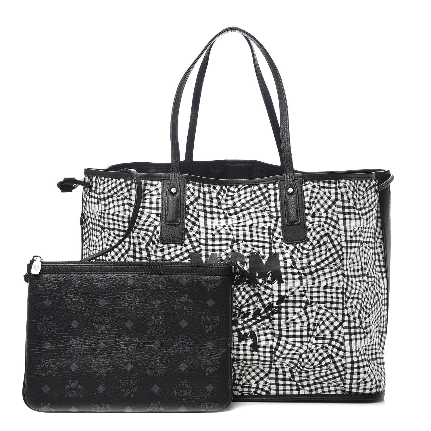 MCM Visetos Large Liz Reversible Shopper Tote Black 4 of 15
