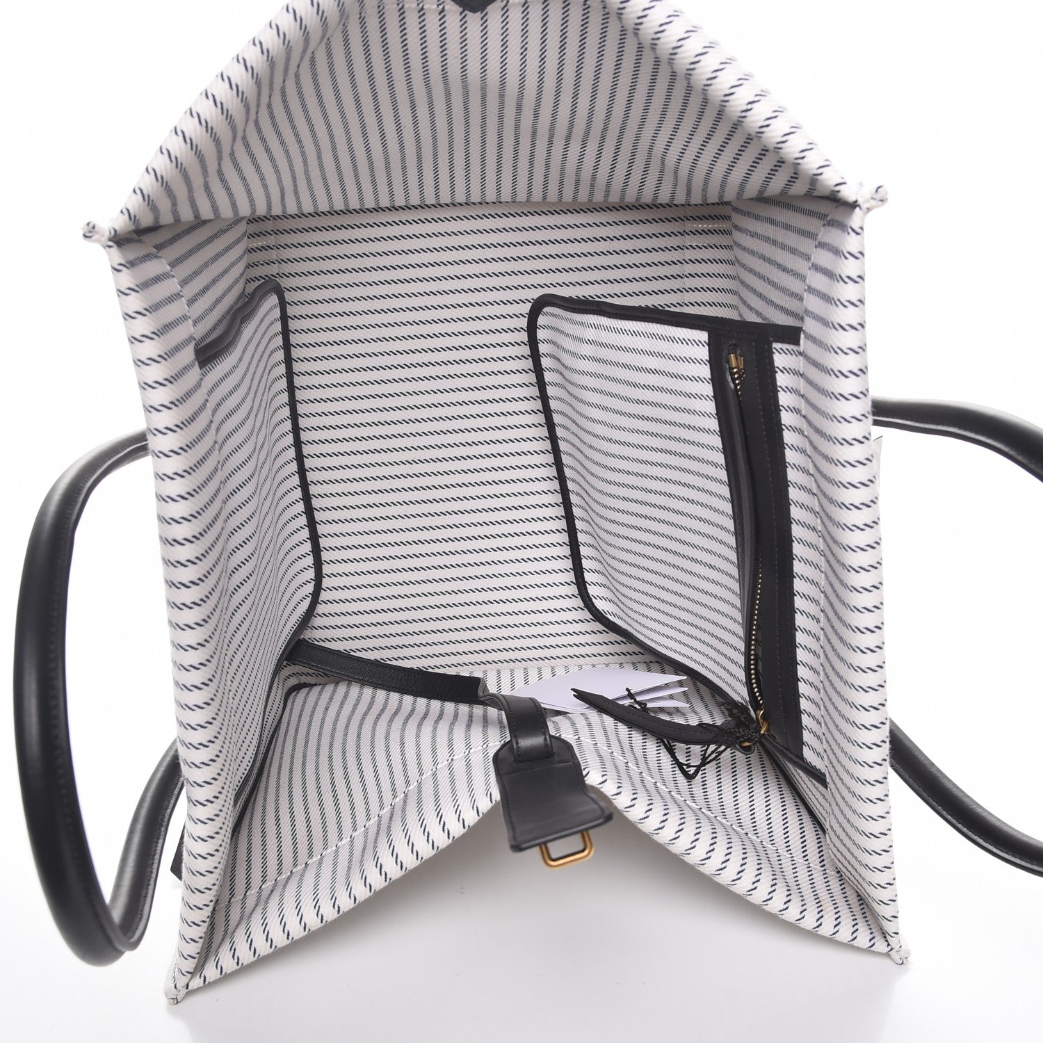Celine Cotton Canvas Striped Medium Phantom Luggage White Navy 5 of 8