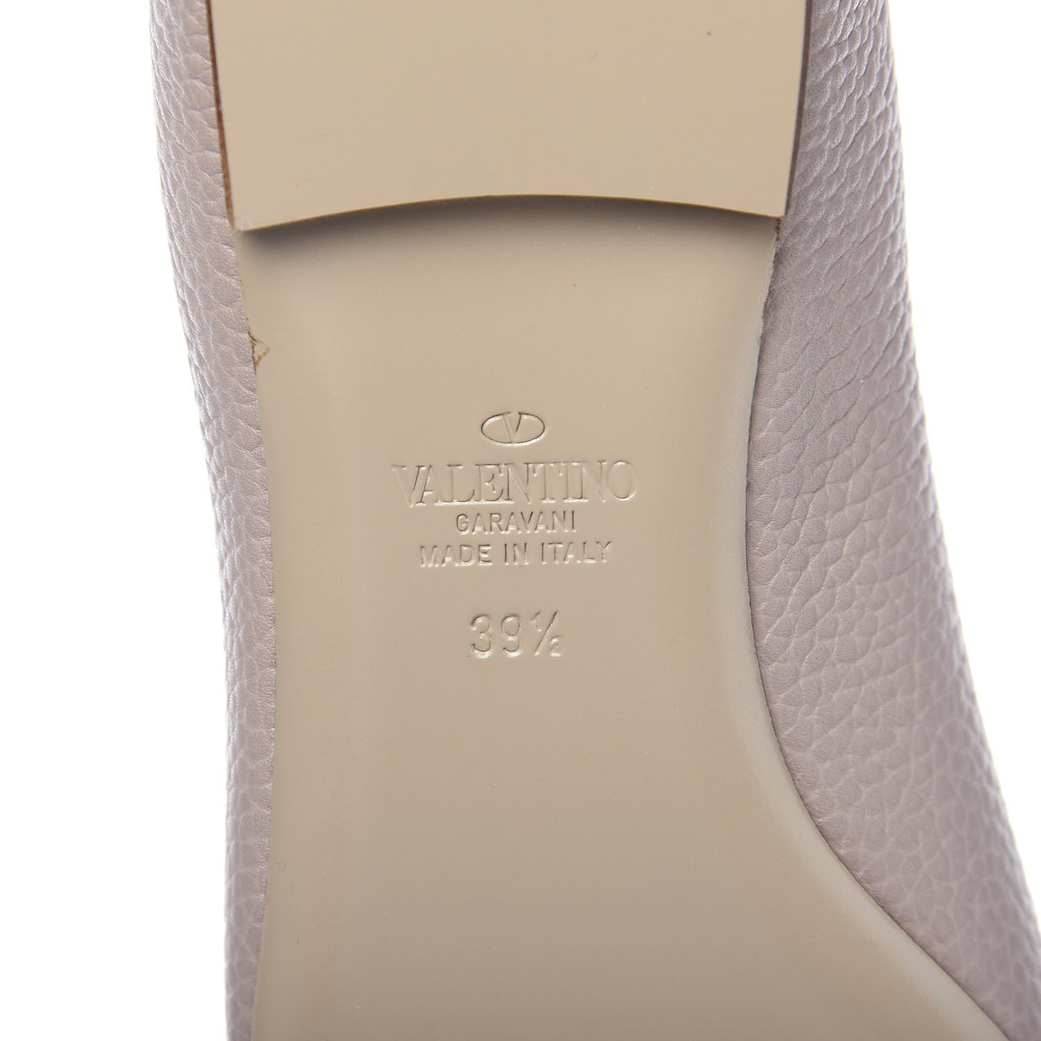 Valentino Garavani Pebbled Calfskin Rockstud Ankle Strap Ballerina Flats 39.5 Poudre 8 of 8