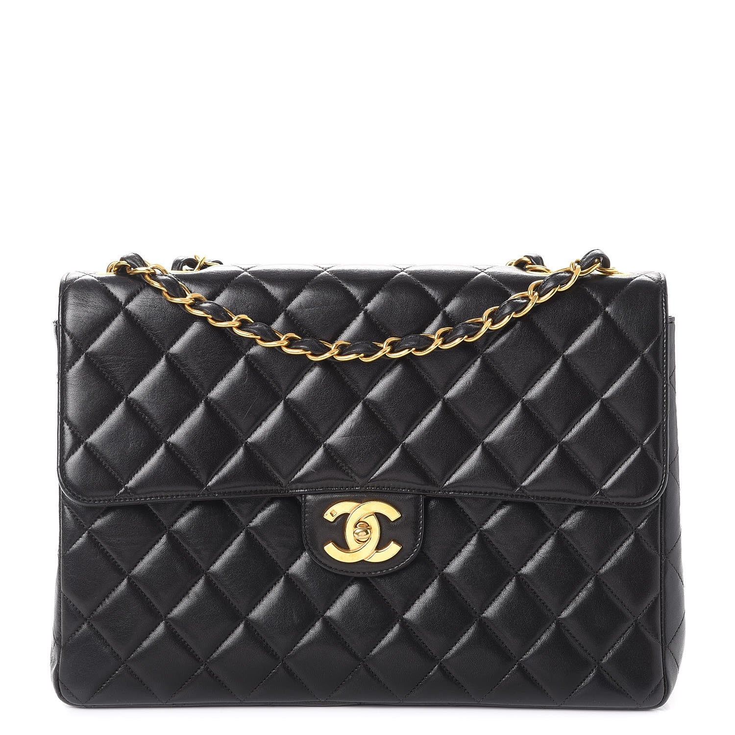 Chanel Lambskin Quilted Jumbo Single Flap Black 1 of 9