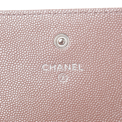 Chanel Metallic Caviar Chevron Quilted Vintage Mademoiselle Card Holder Pink 6 of 9