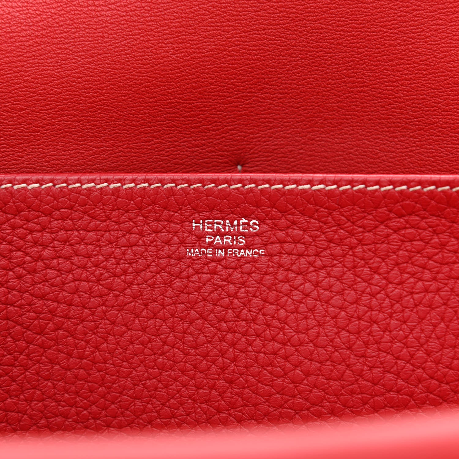 Hermes Taurillon Clemence Verso Halzan 31 GM Rouge Casaque Vermillion 6 of 13