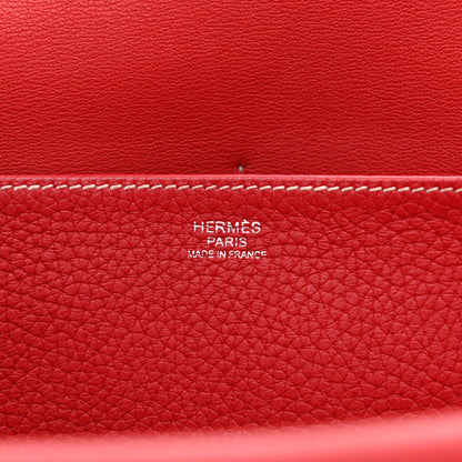 Hermes Taurillon Clemence Verso Halzan 31 GM Rouge Casaque Vermillion 6 of 13
