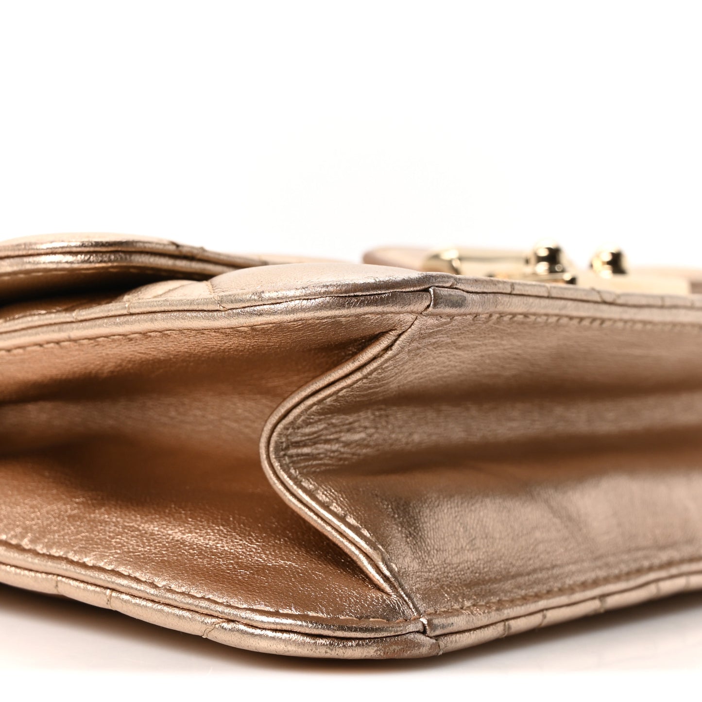 Metallic Lambskin Cannage Miss Dior Promenade Pouch Gold