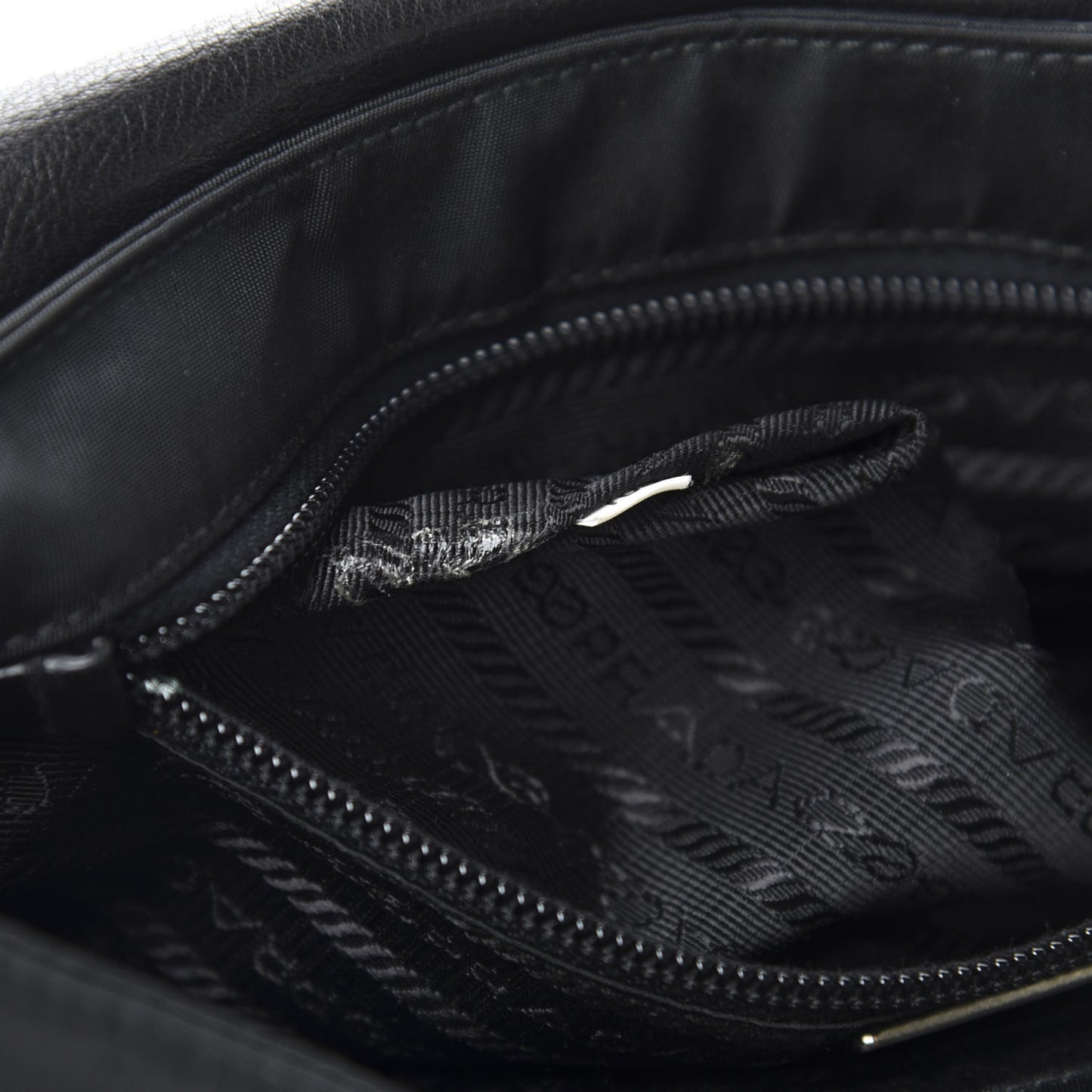 Tessuto Nylon Calfskin Crocodile Embossed Shoulder Bag Black