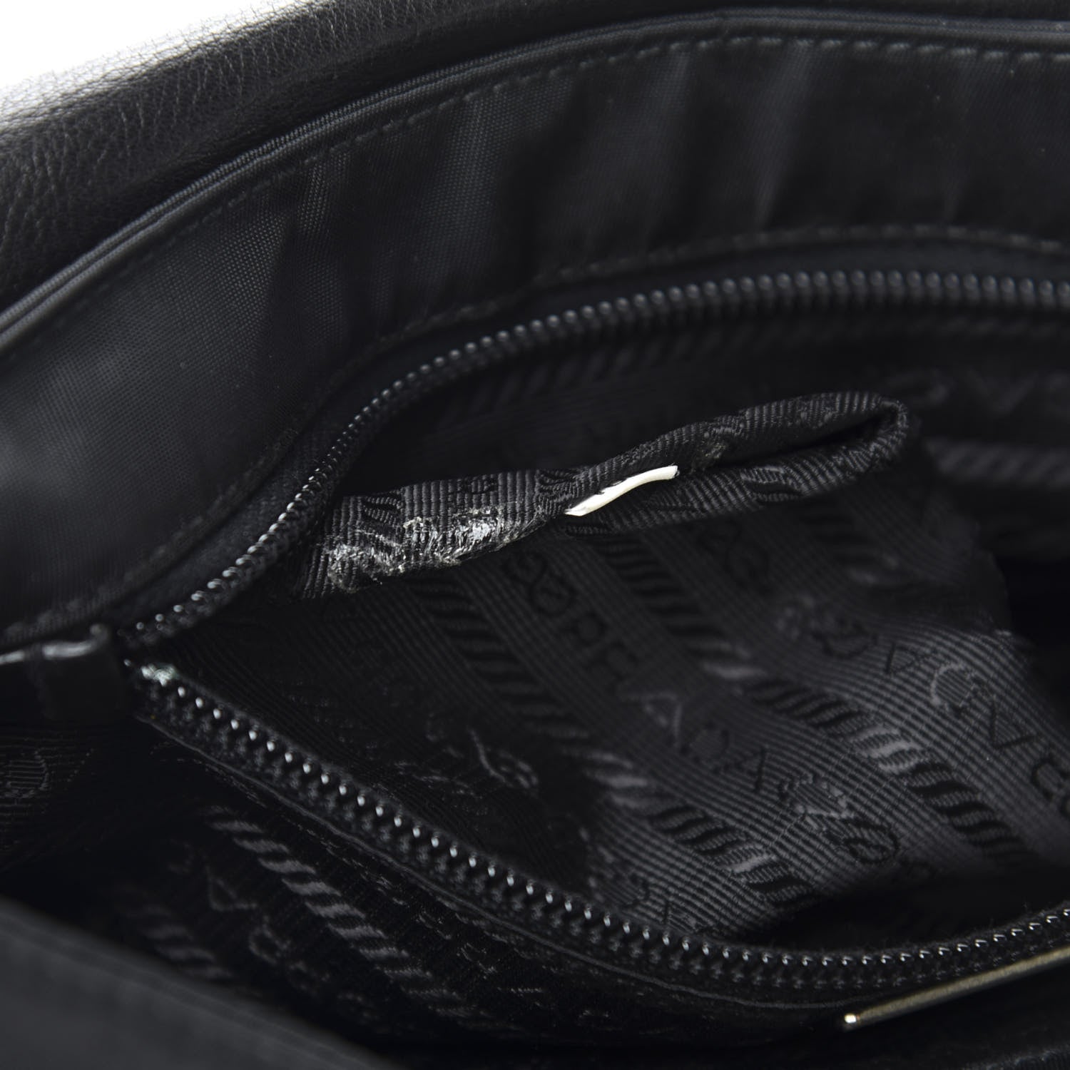 Prada Tessuto Nylon Calfskin Crocodile Embossed Shoulder Bag Black 9 of 12