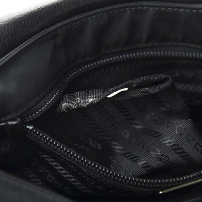 Prada Tessuto Nylon Calfskin Crocodile Embossed Shoulder Bag Black 9 of 12