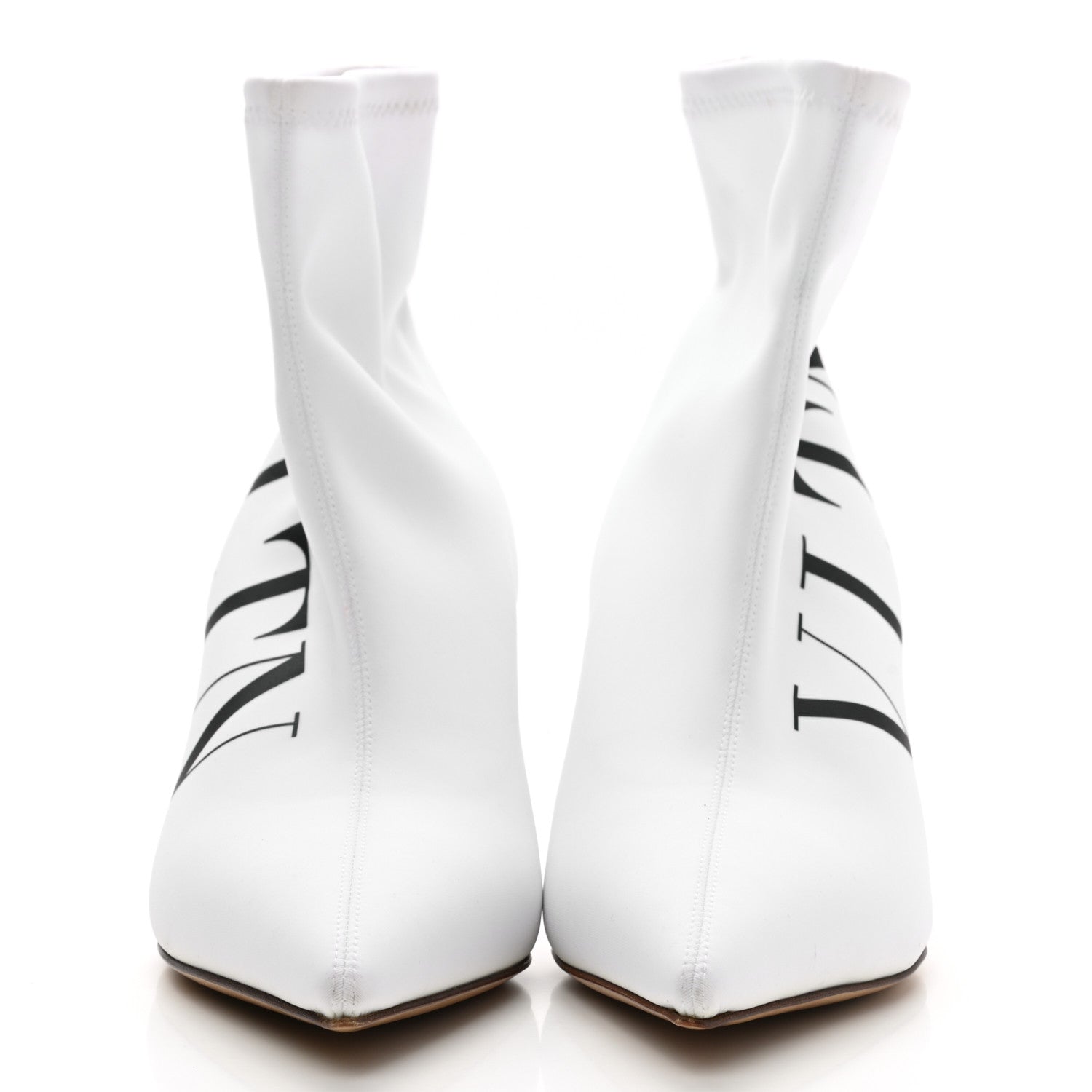 Valentino Garavani Eco Leather VLTN 70mm Sock Booties 36 White Black 2 of 8