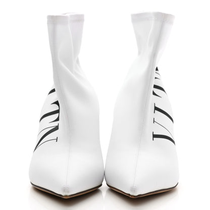 Valentino Garavani Eco Leather VLTN 70mm Sock Booties 36 White Black 2 of 8