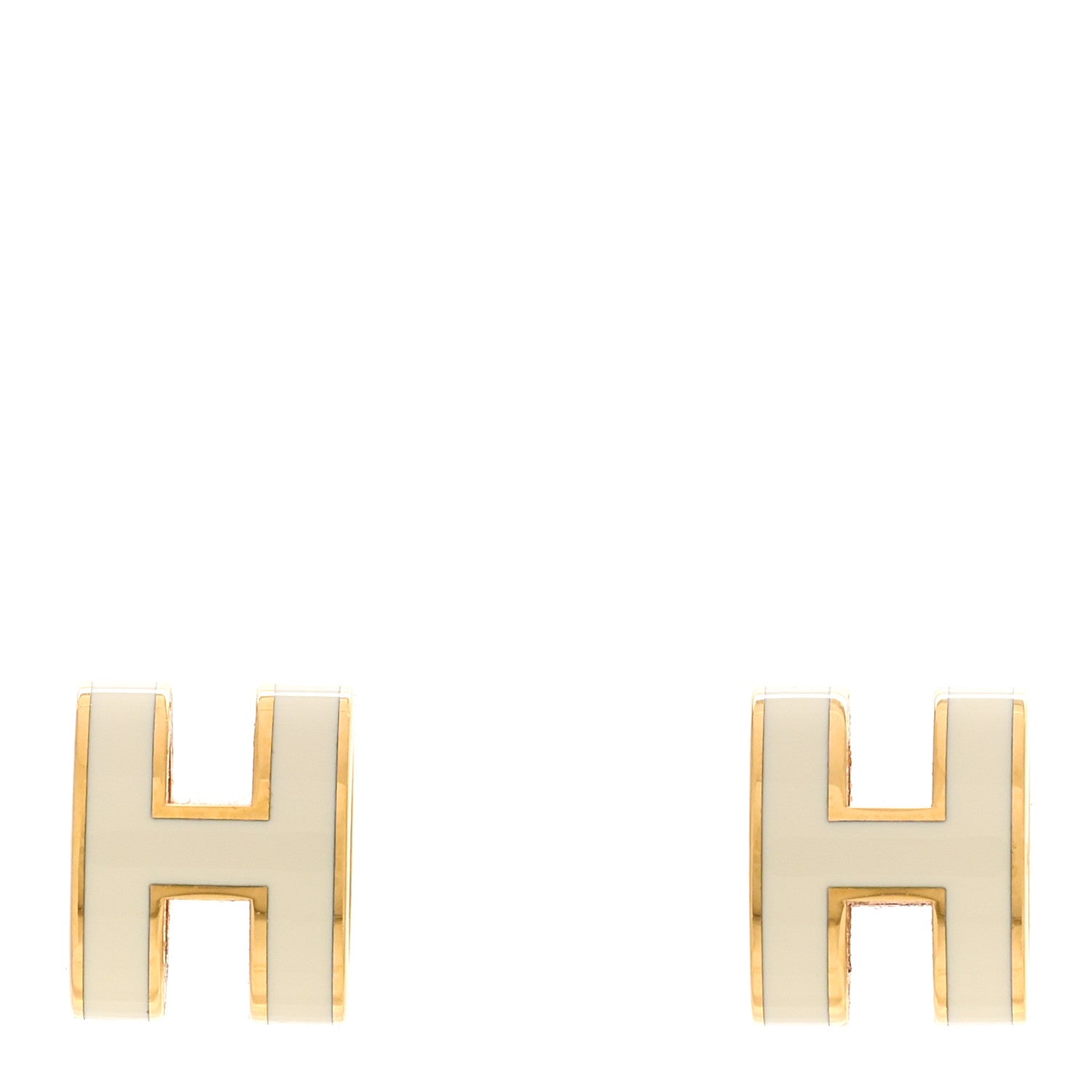 Hermes Gold Lacquered Mini Pop H Earrings White 1 of 5