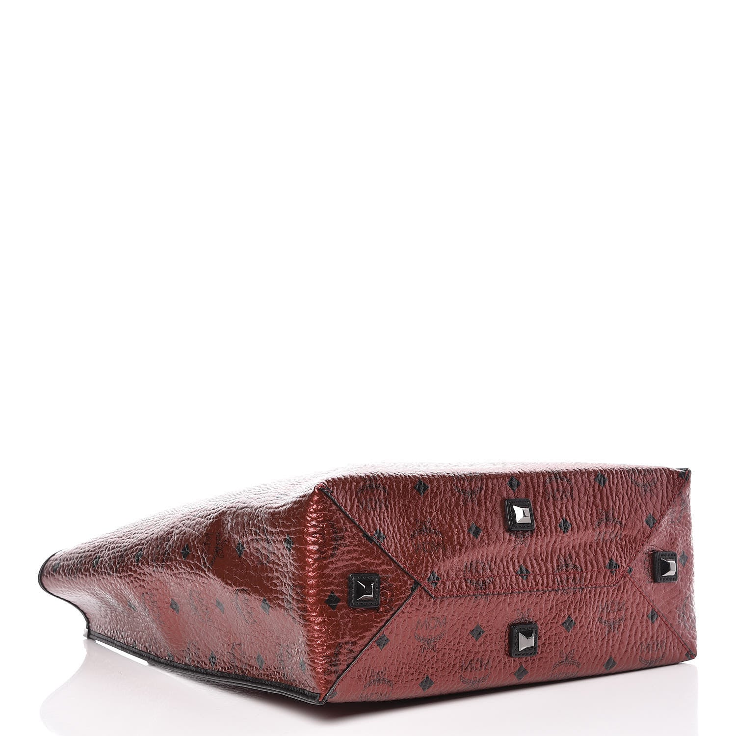 MCM Metallic Visetos Medium Kira North South Shopper Tote Scooter Red 5 of 11