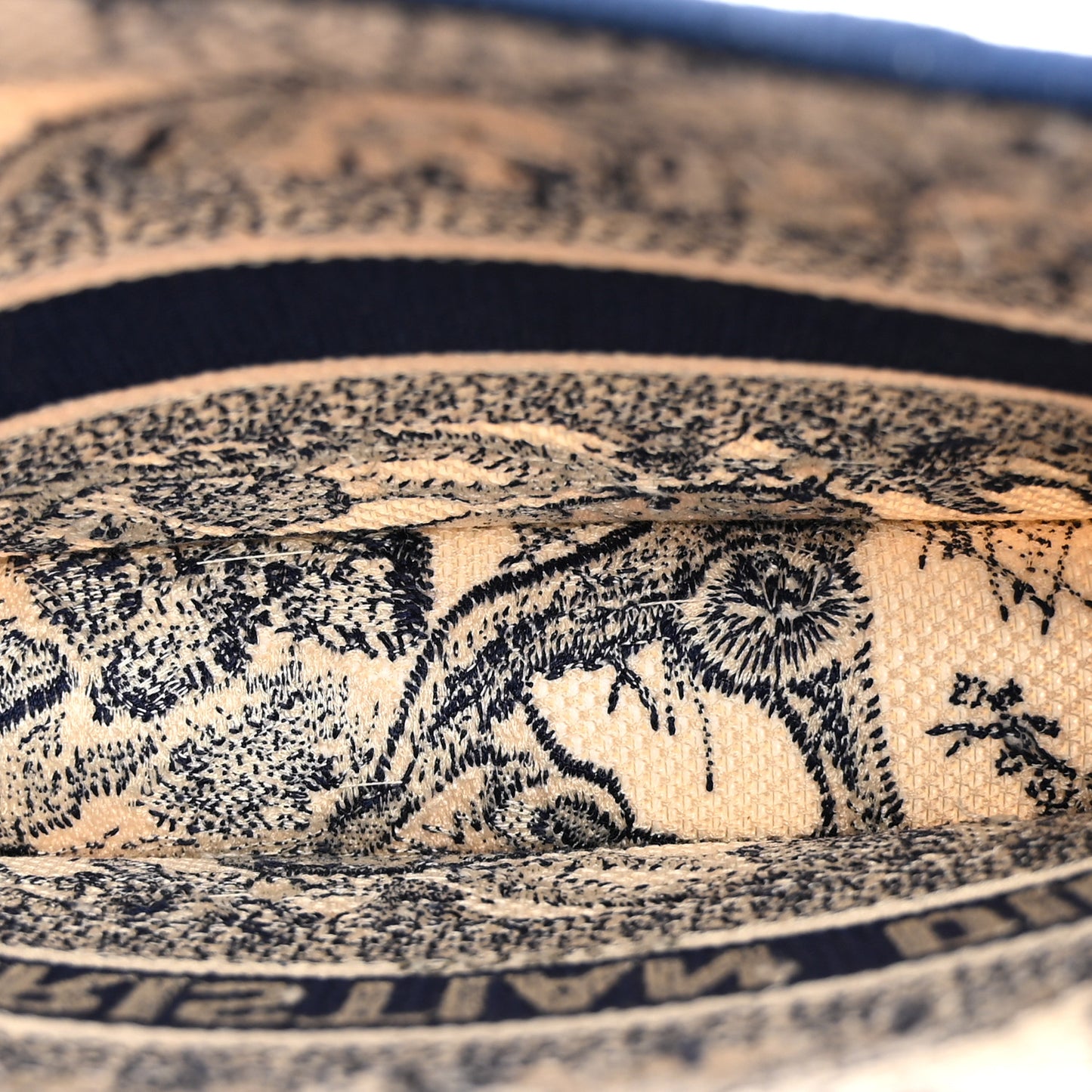 Canvas Embroidered Mini Toile De Jouy Book Tote Blue