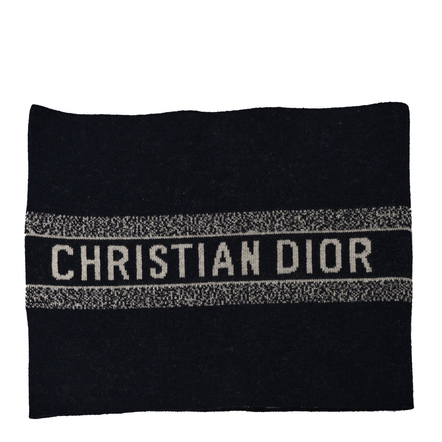 Christian Dior Wool Cashmere Reversible Oblique Snood Blue White 1 of 5