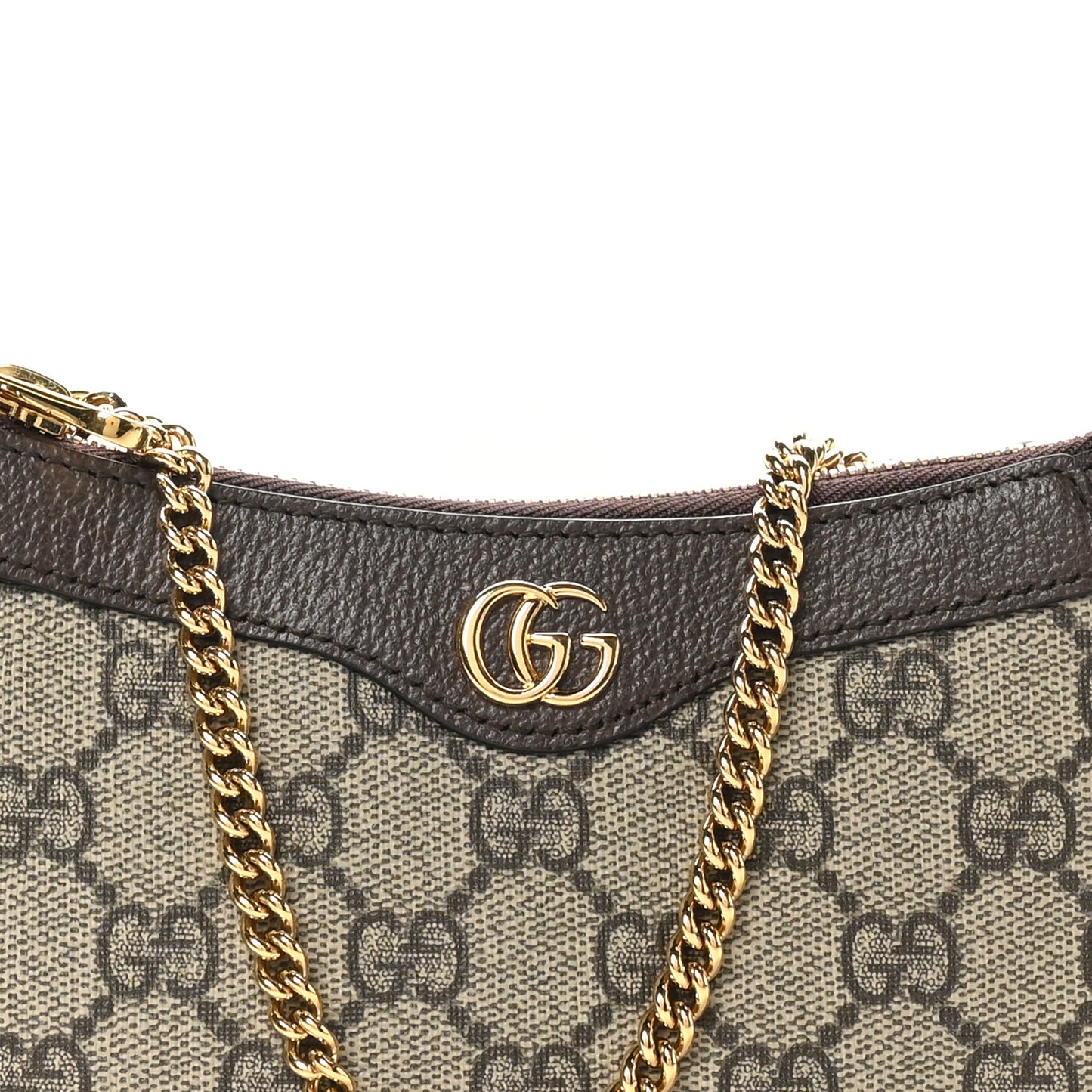 GG Supreme Monogram Textured Dollar Calfskin Mini Ophidia Chain Bag Beige Ebony