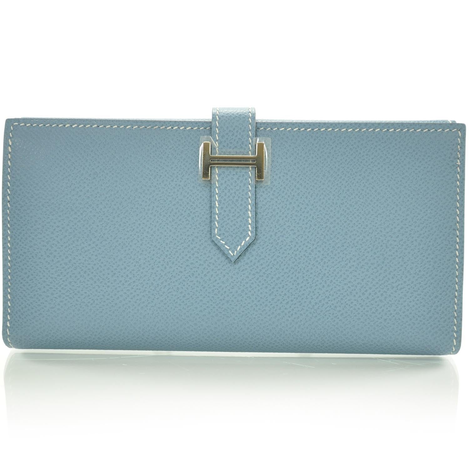 Hermes Veau Epsom Bearn Wallet Blue Jean 1 of 9