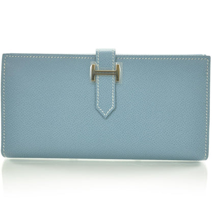 Hermes Veau Epsom Bearn Wallet Blue Jean 1 of 9