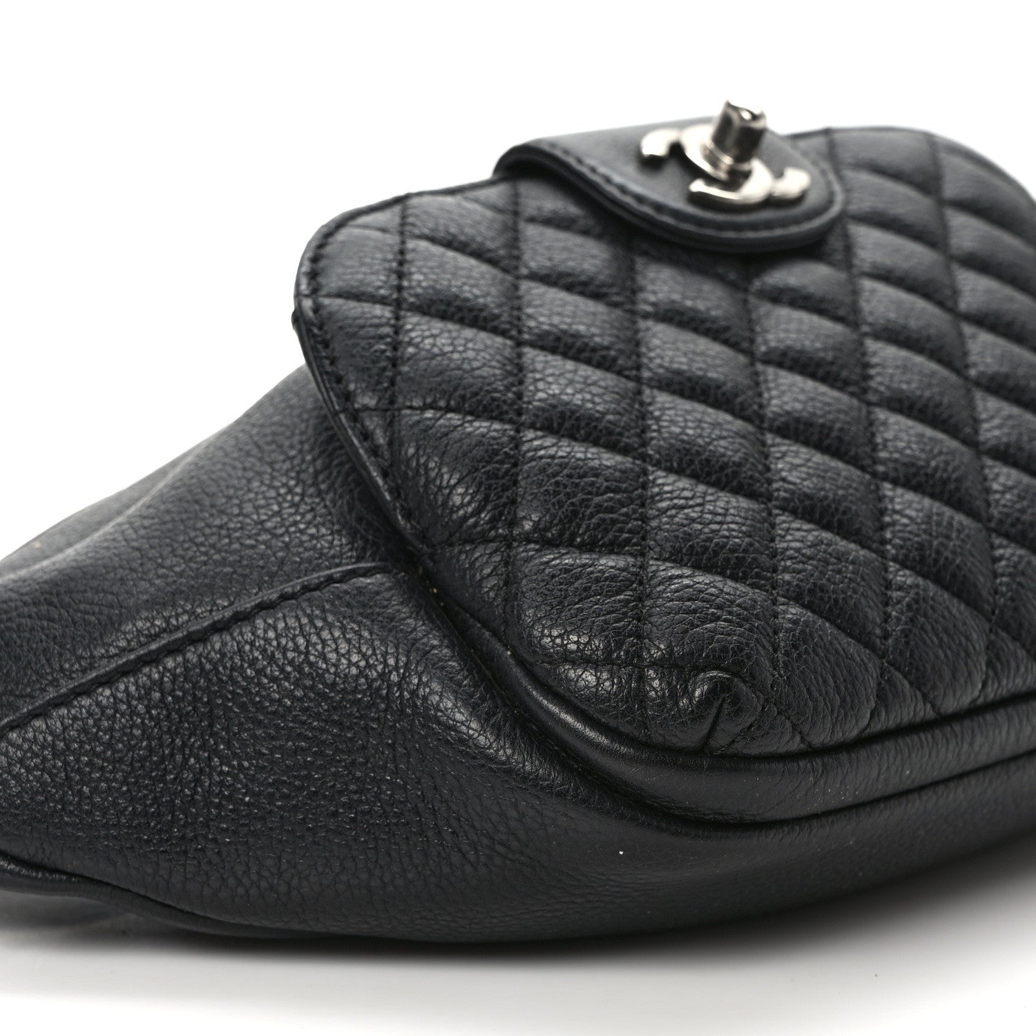 Chanel Grained Calfskin Quilted Casual Rock Waist Bag Fanny Pack Black 8 of 9
