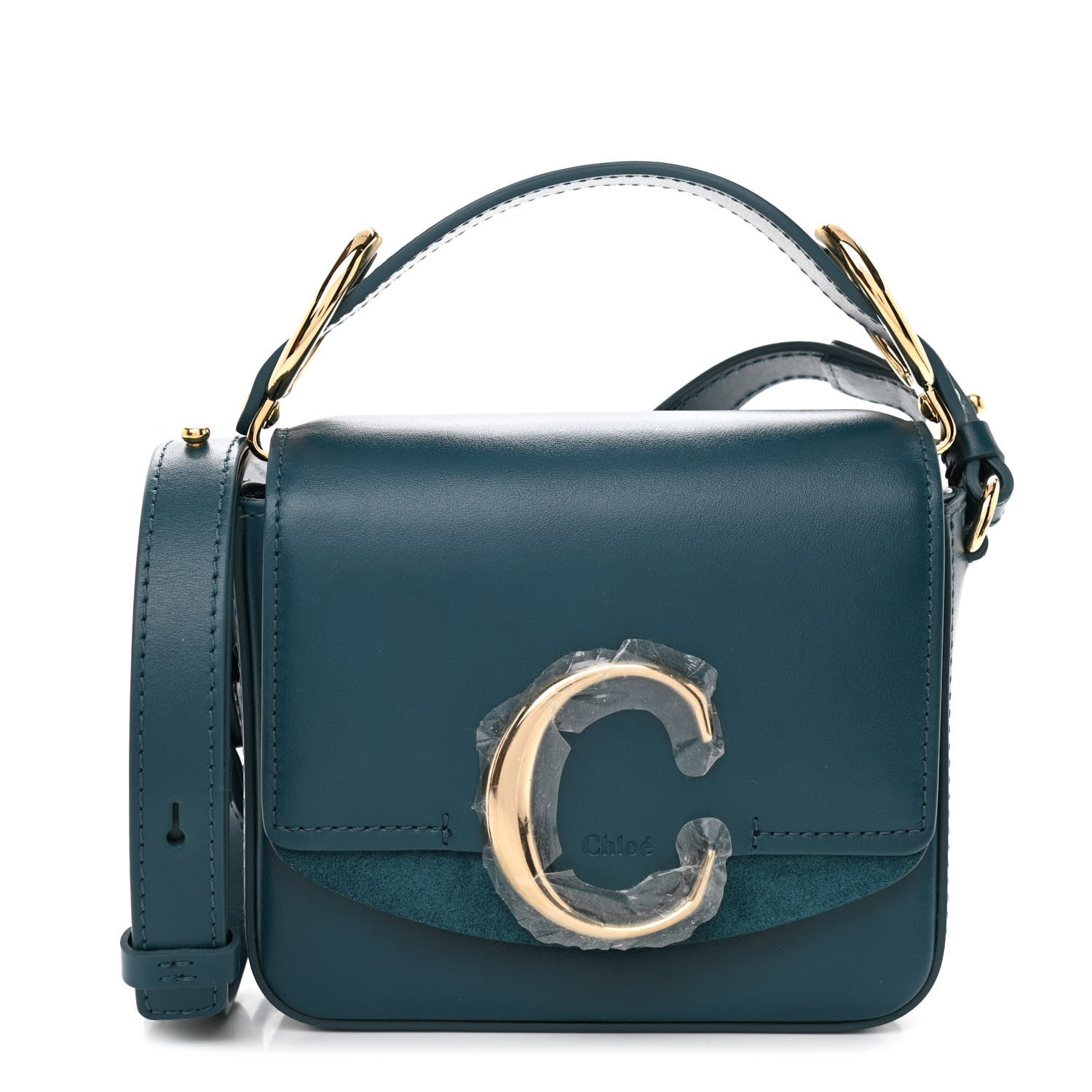 Chloe Shiny Calfskin Suede Mini C Double Carry Blue 1 of 8
