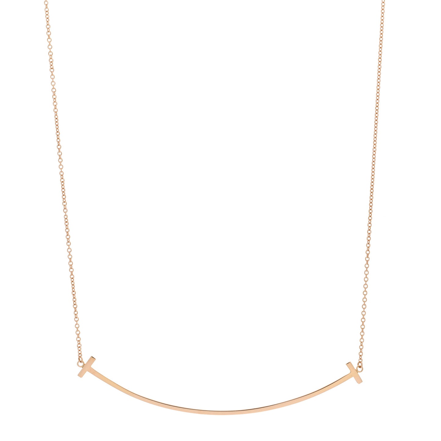 18K Rose Gold Large T Smile Pendant Necklace