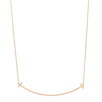 Tiffany 18K Rose Gold Large T Smile Pendant Necklace 1 of 5
