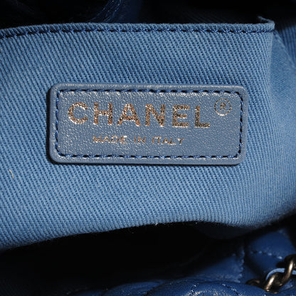 Chanel Calfskin Fringe Chains CC Denim Drawstring Bucket Bag Blue 7 of 8
