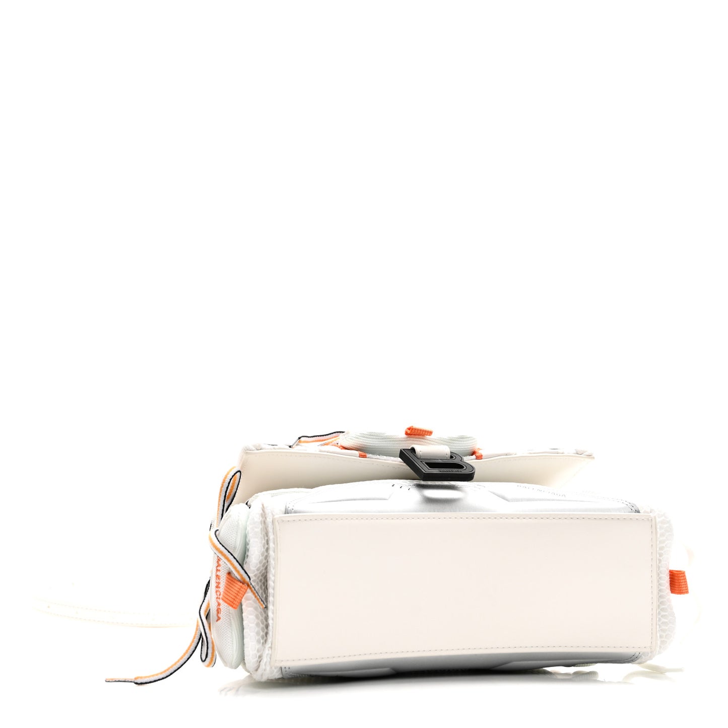 Faux Calfskin Fabric Glow In The Dark Small Sneakerhead Top Handle Bag White Orange