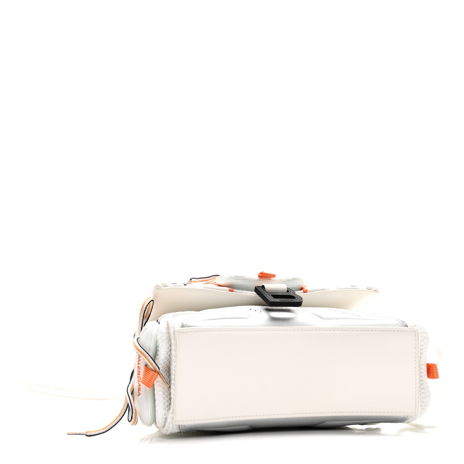 Balenciaga Faux Calfskin Fabric Glow In The Dark Small Sneakerhead Top Handle Bag White Orange 4 of 10