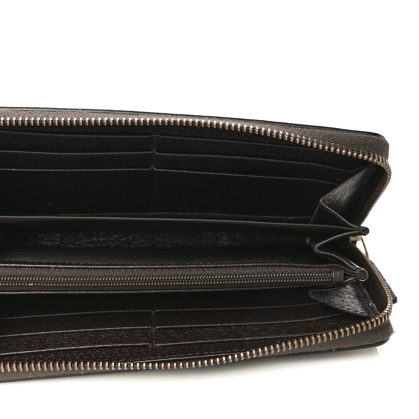 Dollar Calfskin Boar Effect GG Marmont Zip Around Wallet Dark Cocoa