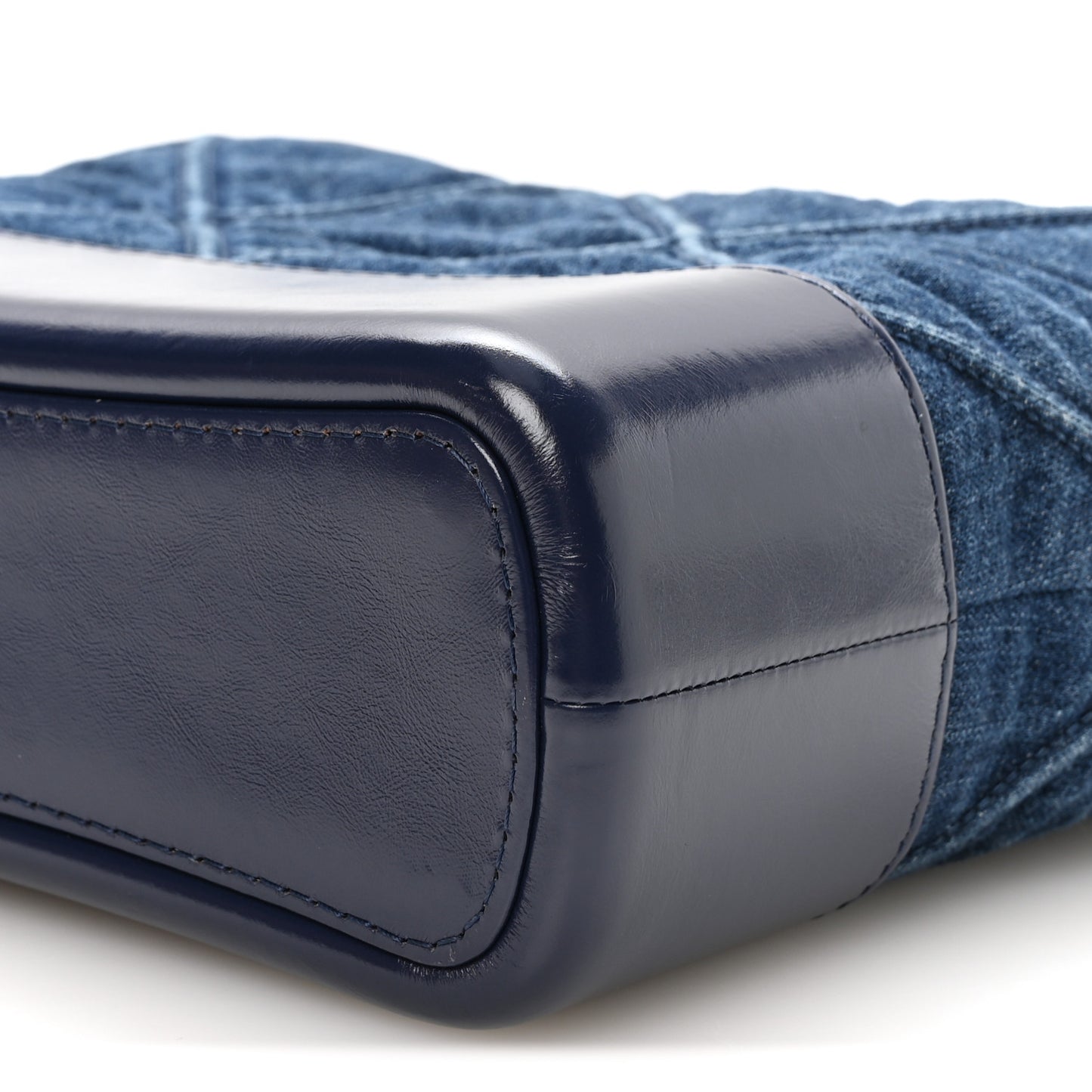 Denim Calfskin Quilted Medium Gabrielle Logo Hobo Blue