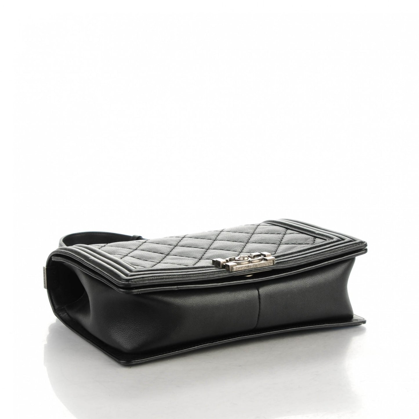 Calfskin Quilted Double Stitch New Medium Boy Flap Black