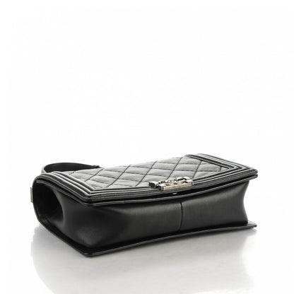 Chanel Calfskin Quilted Double Stitch New Medium Boy Flap Black 4 of 6