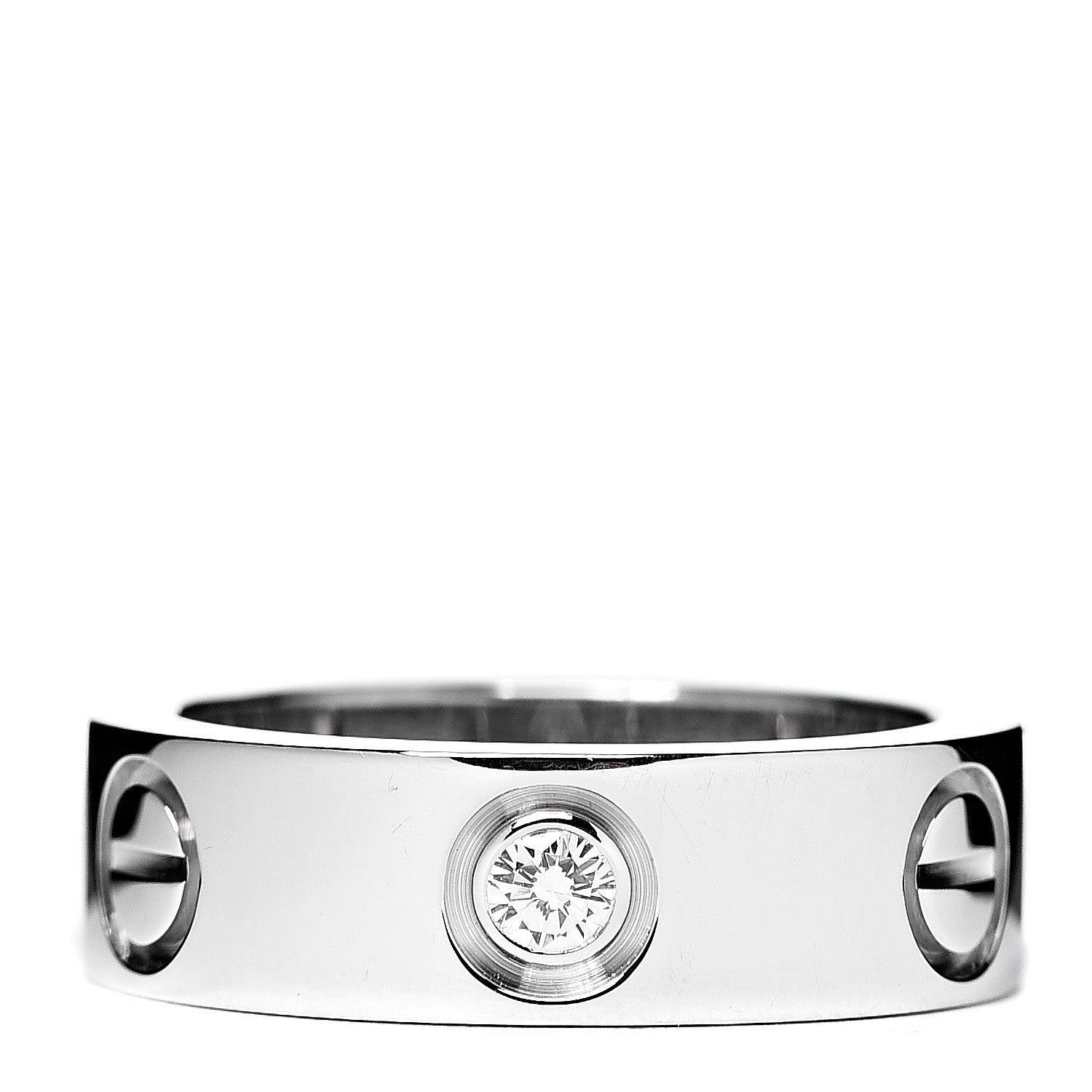 Cartier 18K White Gold 3 Diamond 5.5mm LOVE Ring 47 4.25 1 of 4
