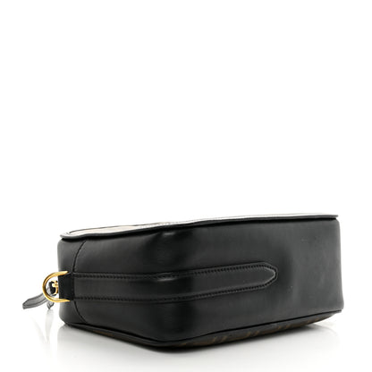 Fendi Glazed Fabric Vitello Century FF 1974 Stamp Patch Camera Case Mogano Panna Black 4 of 10