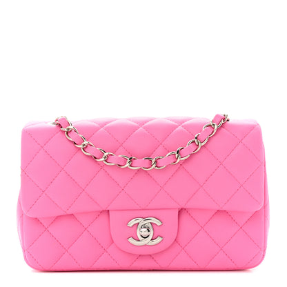 Chanel Lambskin Quilted Mini Rectangular Flap Neon Pink 1 of 12