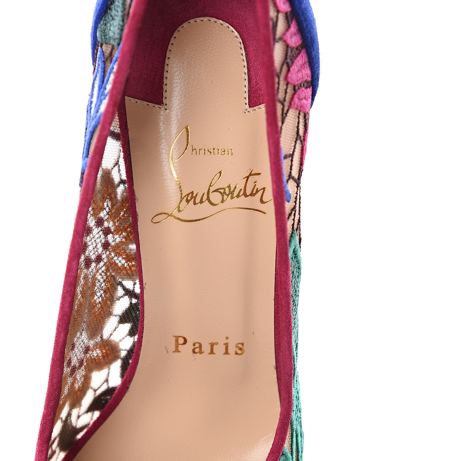 Christian Louboutin Dentelle Veau Velours Floral Very Lace 120 Pumps 35 Multi 6 of 7