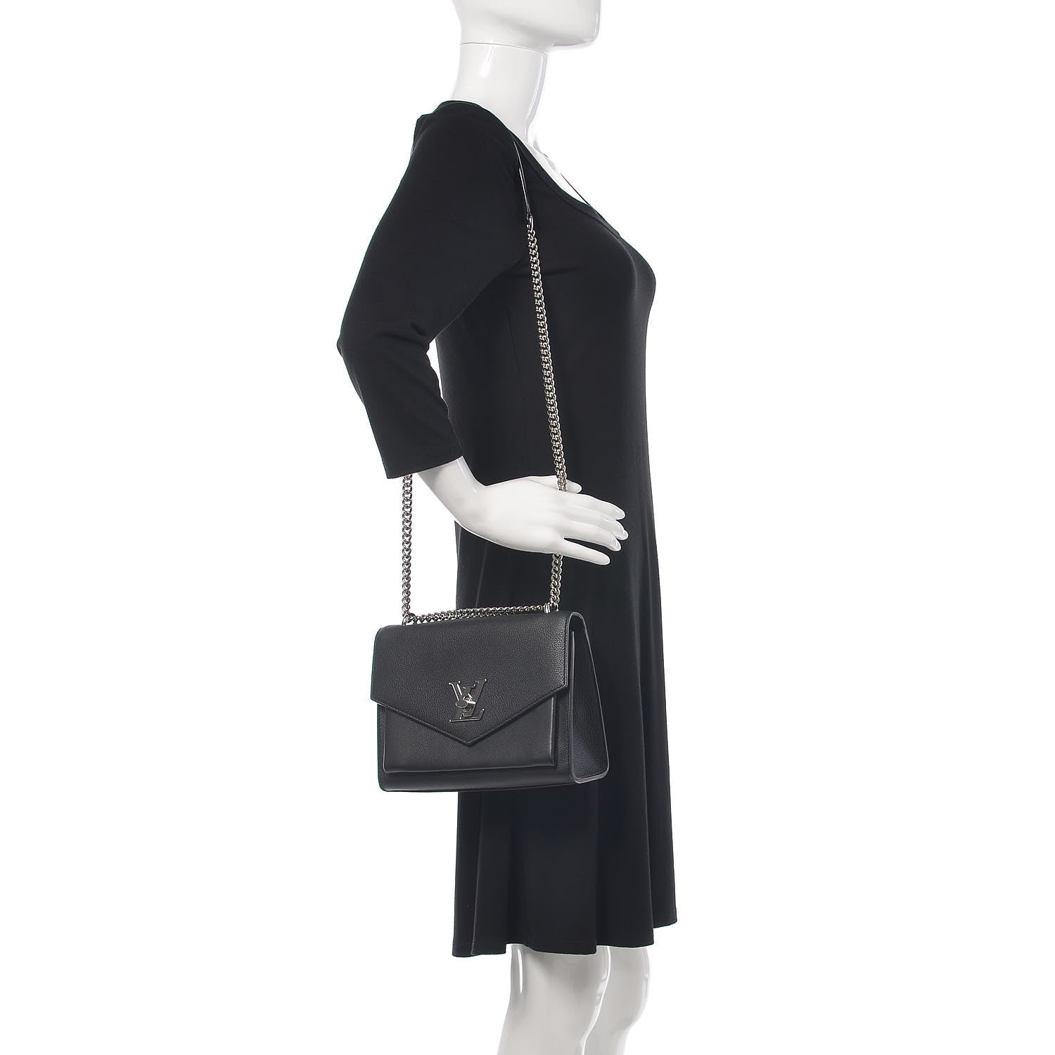 Louis Vuitton Soft Calfskin My Lockme Chain Bag BB Black 2 of 9