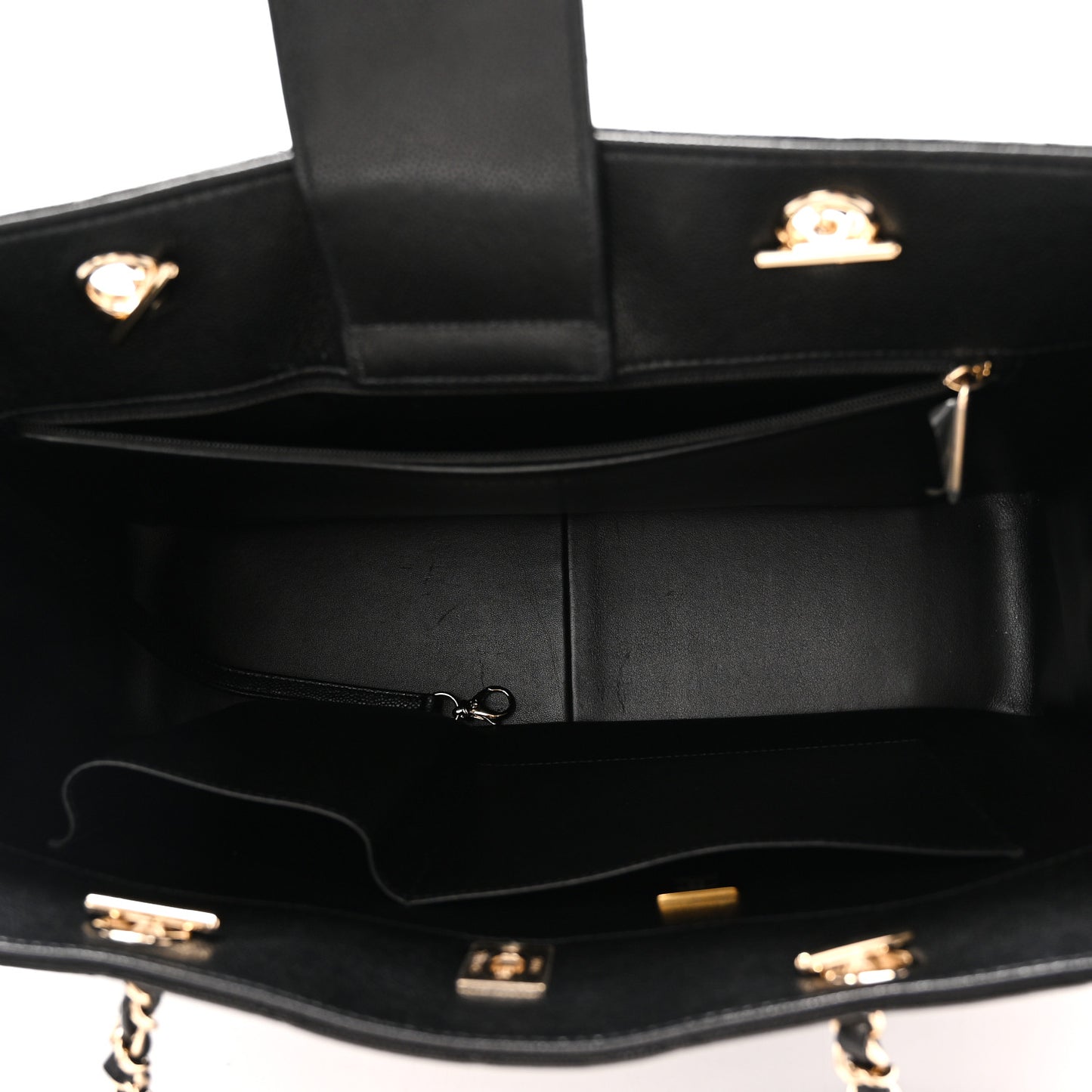 Caviar Quilted Large Classic Shopping Tote Black